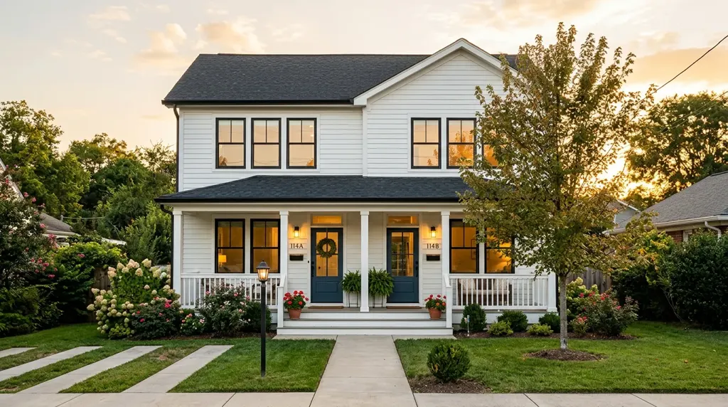 Two-unit house with a front porch